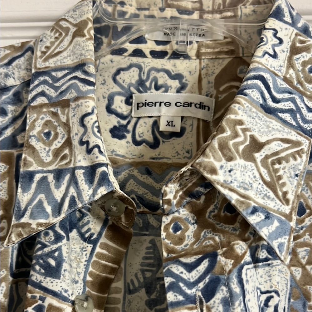 Pierre Cardin Blue and Brown‎ Casual Button Down Shirt